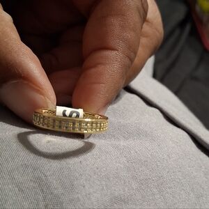 Elegant Gold-Tone Ring with Sparkling Accents